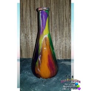 Repurposed hand painted Beaker Vase